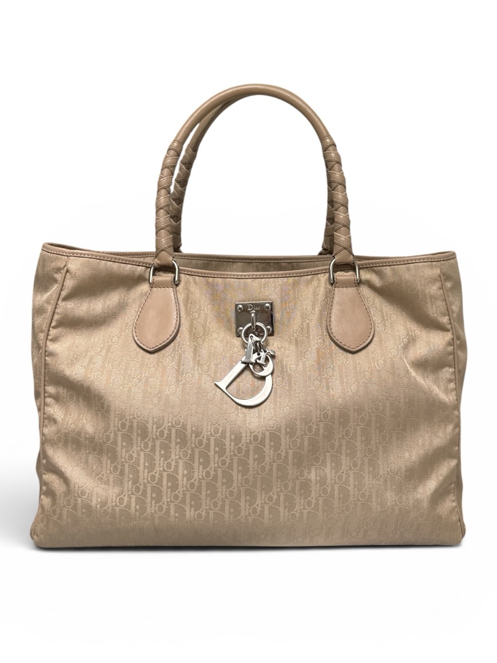 Christian Dior Vintage Trotter‎ Romantique Satchel Bag Monogram Beige COA-Posh